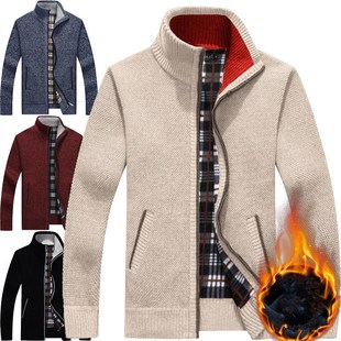 Men's Sweaters Autumn Winter Thick Warm Cashmere Zipper Flee