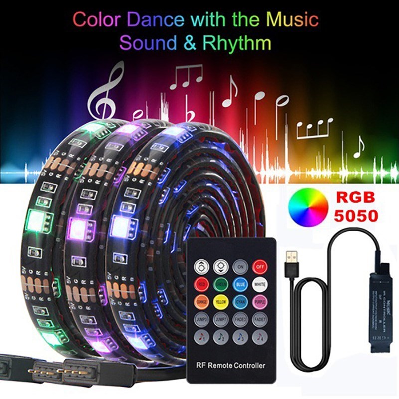 SB 5050 RGB 5V LED Strip Lights Music Voice Control TV Backg