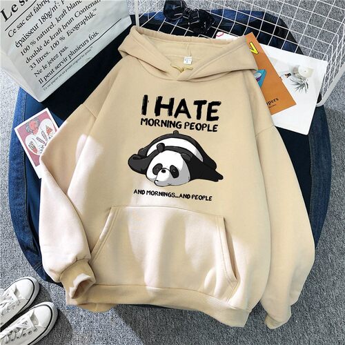 Cute Panda Sleeps Print 2020 New  Women'S Sweatshirt Warm Vi