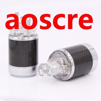 One Pair Carbon Fiber Rhodium Plated US AC Power Plug Connec