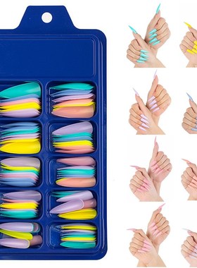 100pcs Long Ballerina  Nails Natural Coffin Press on False