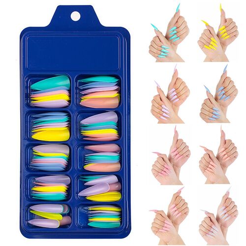 100pcs Long Ballerina  Nails Natural Coffin Press on False