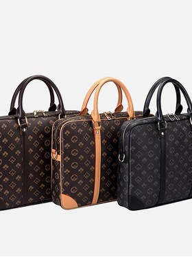 Printed Leather Business Briefcase Men/Women Messenger Bag 1