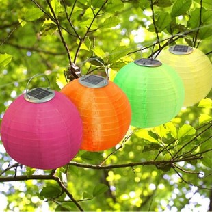 Solar Outd Waterproof Lantern 12inch Chinese Light LED Cloth