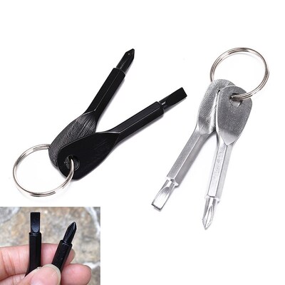 2Pcs  Multitool  Sliver Black Stainless Steel Keychain Multi