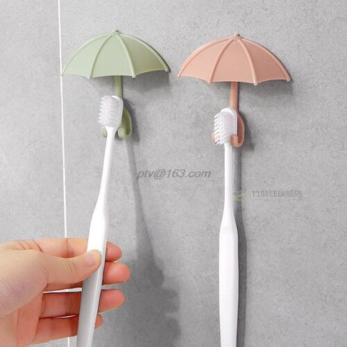 3pcs Cute mbrella Wall Hanger Toothbrush Holder Razor Socket