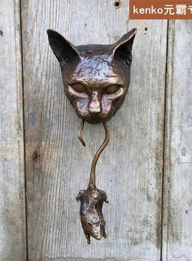 1PC Vicious Cat Door Knocker Sculpture Ornament Home Decor G