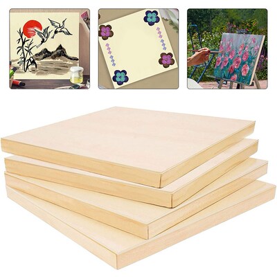 4PCS Picture Frame Wooden Canvas Painting Board Unfinished C