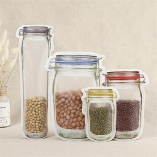 5PCS Reusable Mason Jar Bottles Bags Nuts Candy Cookies Bag