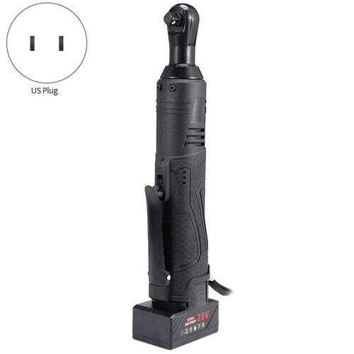 US Plug, 28V 2 Lithium Ion Battery Electric Ratchet Wrench