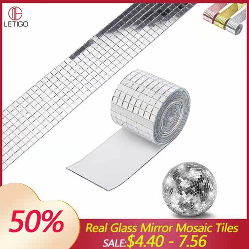 Self-Adhesive Real Glass Mirror Mosaic Tiles Mini Square Rou