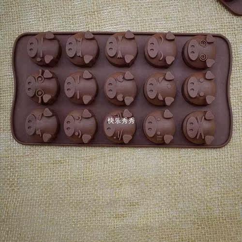15 Latttices Pig Head Silicone Chocolate Molds Funny Piggy E