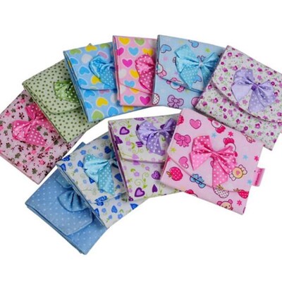Napkins Bags Bowknot Print Organizer Sanitary Napkins Pads C