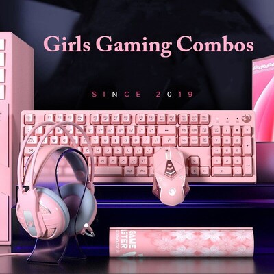 Girl's Gaming Combos Keyboard with 19 Key No Punch 4800DPI M
