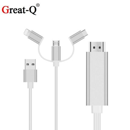 Micro USB TYPE C Lightning to HDMI 3 in 1 1080P HDTV TV Con