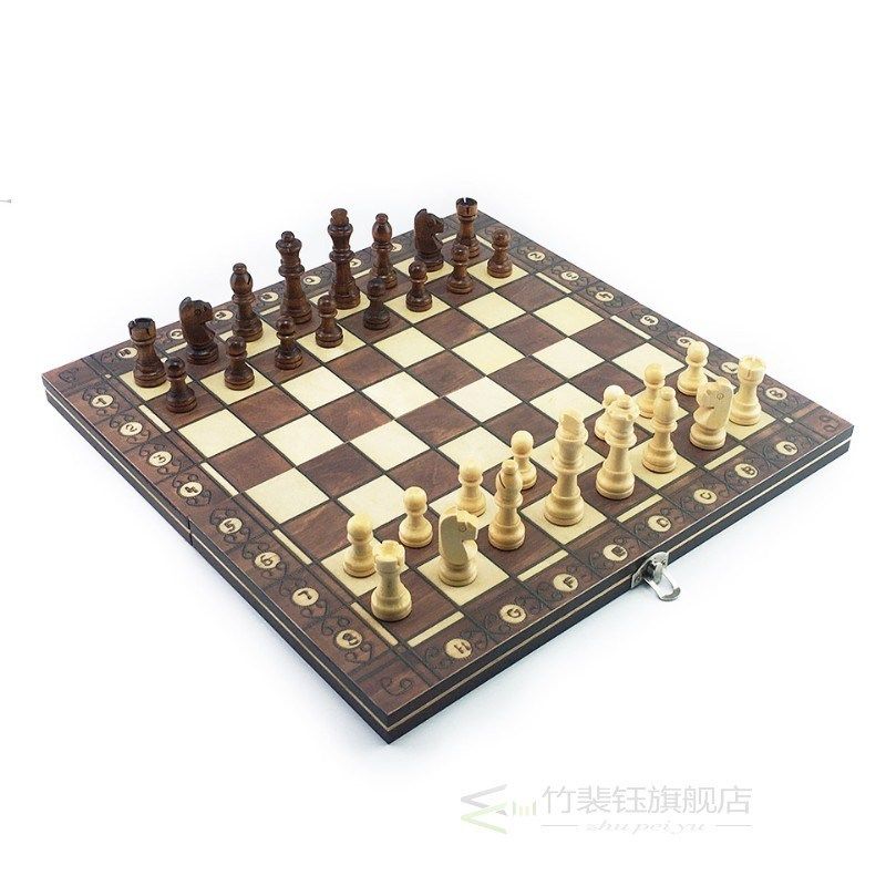 Super Magnetic Wooden Chess Backgammon Checkers 3 in 1 Chess