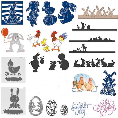 Happy Easter Bunny Egg Chicken Theme Cutting Dies for DIY S