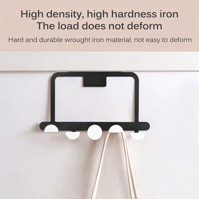 Towel Hooks Punch-Free Black Aluminum Door Wall Mounted Bath