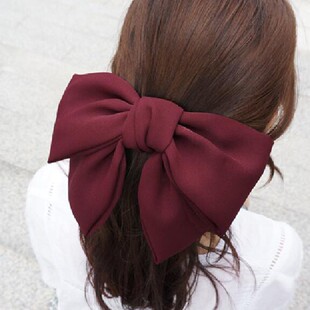 Haimeikang Big Hair Bow Ties Hair Clips Satin Two Layer Butt