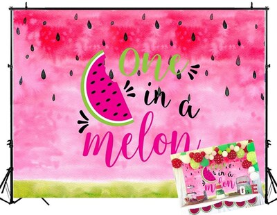 Watermelon Backdrop One in a Melon Birthday Party Banner De