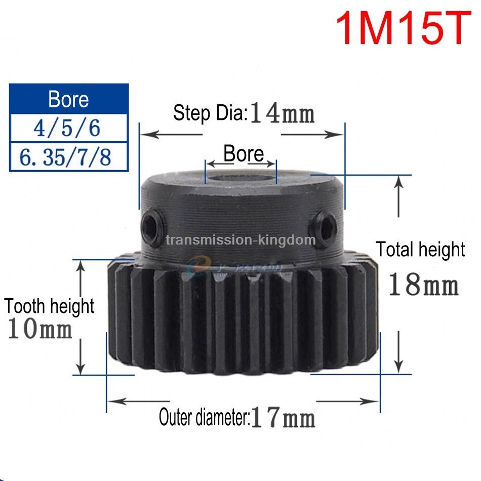 1Pcs 45# Steel 1Modulus 15 Teeth Spur Gear Metal Motor Conve