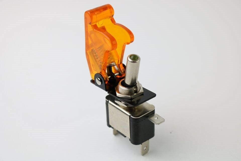 illuminated yellow led toggle switch with missile style flic