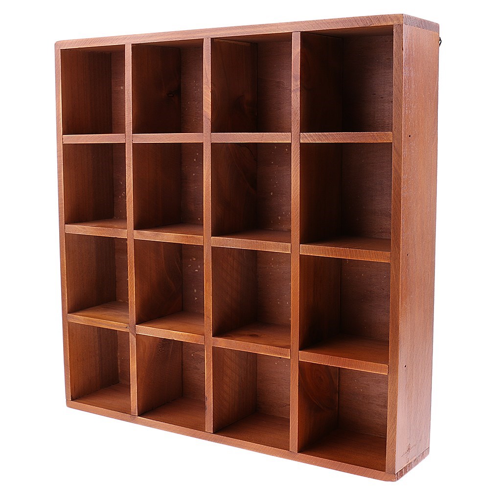 16 Grids Style Wooden Wall Cabinet Shelf Cubby for Home Kitc