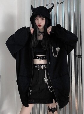 Ruibbit Spring Autumn Women Harajuku Punk Gothic Girls Black