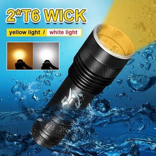 100M Yellow White LED diving flashlight torch lamp XML T6 L