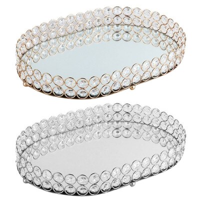 Mirror Tray Crystal Cosmetic Perfume Decorative Tea Lights J