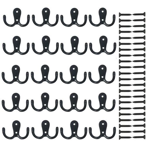 20Pcs Wall Coat Hooks Double Robe Hook Rustic Hooks Retro Cl