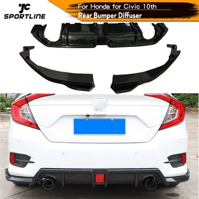 Car Rear Bumper Diffuser Lip Splitters for Honda Civic 10th