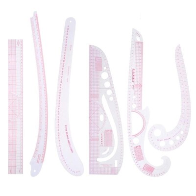 6Pcs/set Styling Ruler Metric Curve Cutting Rulers Sleeve Cl