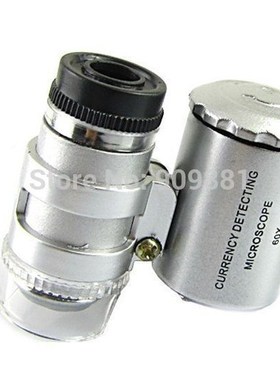 Mini 60X Currency Detecting Microscope 60 Times Loupe LED UV