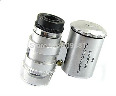 Mini 60X Currency Detecting Microscope 60 Times Loupe LED UV