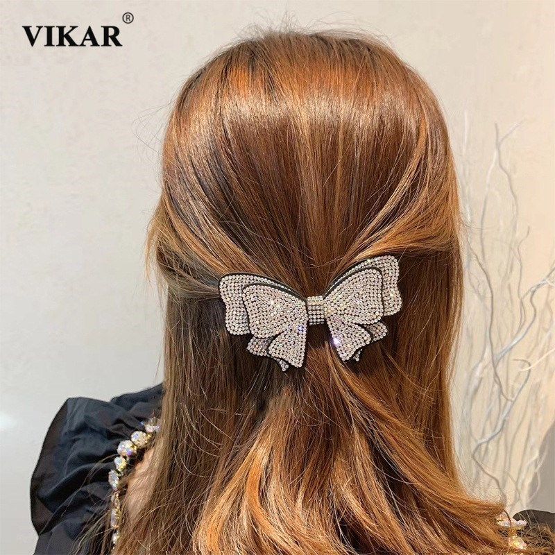 new women crystal bow rhinestone hair clip for children barr