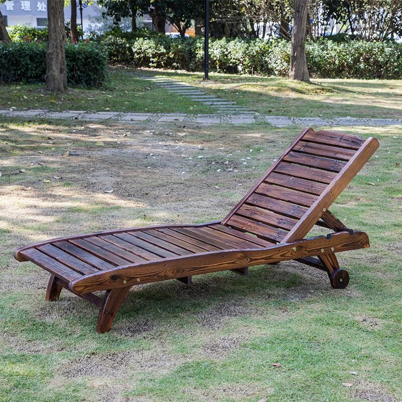 599 Carbonized anticorrosive solid wood beach chair leisure