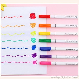 8Pcs Clothes Textile Markers Fabric Paint Pens DIY Crafts T-