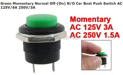 5PCS Green Momentary Normal Off-(On) N/O  Push Switch AC 125