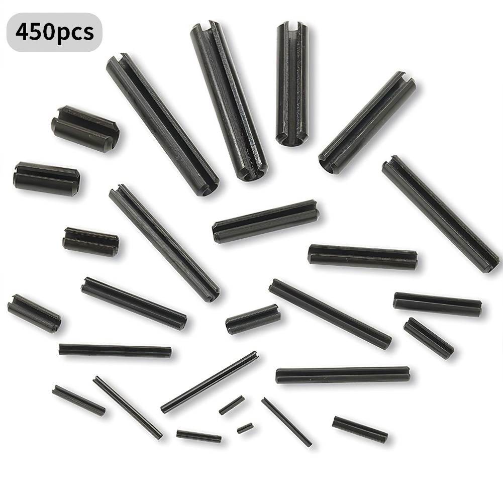 450Pcs Split Spring Roll Pins Cylindrical Elastic Open Posit