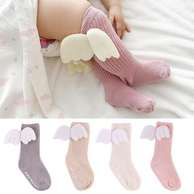 0-4Y New Cotton Baby Cute Knee High Socks 3D Angel Wings