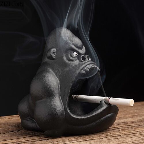 Ceramic Cartoon Animal Ashtray Orangutan Anti-Ash Car Large