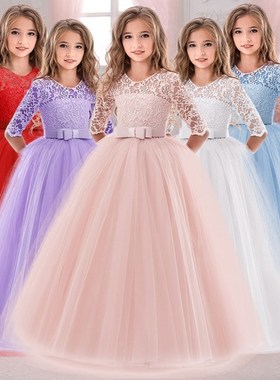 2021 Winter Long Sleeve Girl Party Dress Wedding Dress Kids