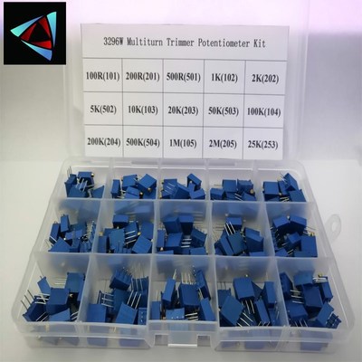 150Pcs/Lot 3296W (50R - 1M) 15 values Multiturn Trimmer Pote