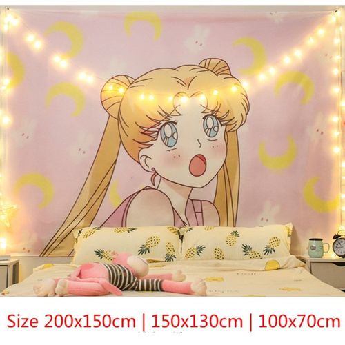 Big Bedroom Wall Decor Tapestry Sailor Moon Printed Wall Ha