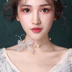 White wedding dress accessories bride pearl pendant neck