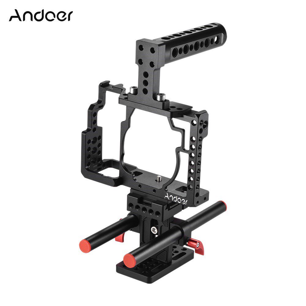 Andoer Aluminum Alloy Camera Cage + Top Handle + Rod Basepl