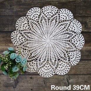 39CM Round Luxury Cotton Table Place Mat Cloth Lace Crochet