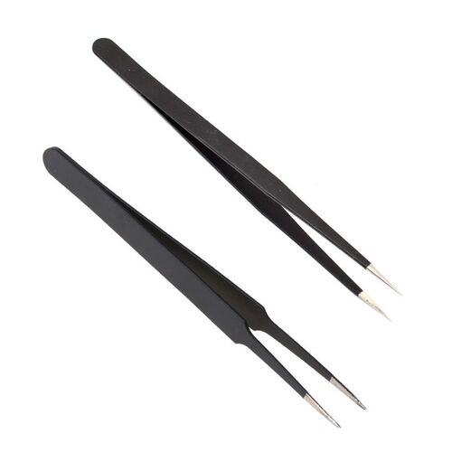 ESD-15 Anti-Static Steel Curved Bent Tip Tweezer Jewelry Nip