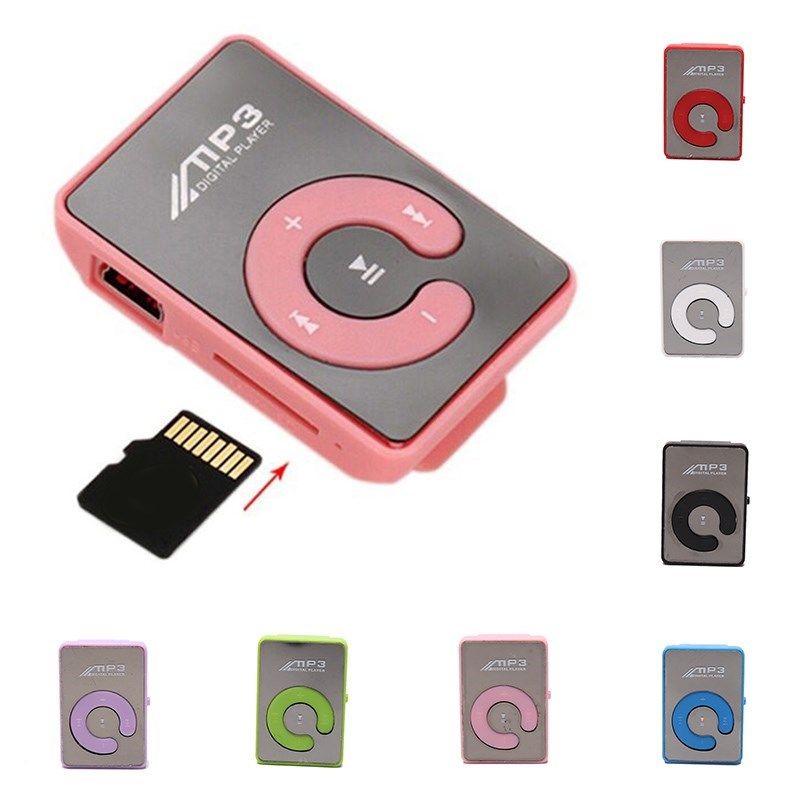 Mini Mirror Clip MP3 Player Music Media Support TF Card